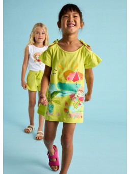 MAYORAL SUKIENKA LETNIA  DLA DZIEWCZYNKI Z WYCIECIĘM NA RĘKAWACH 3963/54