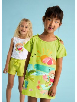 MAYORAL SUKIENKA LETNIA  DLA DZIEWCZYNKI Z WYCIECIĘM NA RĘKAWACH 3963/54