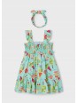 MAYORAL SUKIENKA LETNIA  DLA DZIEWCZYNKI Z OPASKĄ  BAWEŁNIANA KOLOROWA W LODY 3939/44