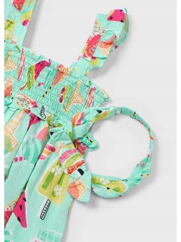 MAYORAL SUKIENKA LETNIA  DLA DZIEWCZYNKI Z OPASKĄ  BAWEŁNIANA KOLOROWA W LODY 3939/44