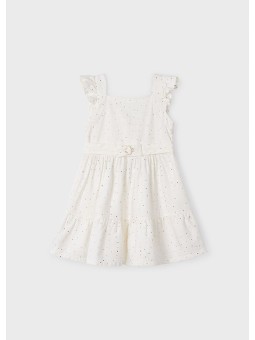 MAYORAL SUKIENKA BAWEŁNIANA DLA DZIIEWCZYNKI KREM ZŁOTE GROSZKI 3956/52