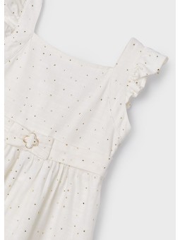 MAYORAL SUKIENKA BAWEŁNIANA DLA DZIIEWCZYNKI KREM ZŁOTE GROSZKI 3956/52