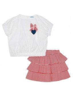 MAYORAL KOMPLET DLA DZIEWCZYNKI BLUZKA SPÓDNICZKA W PASECZKI 3960/28