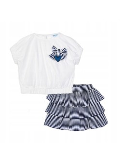 MAYORAL KOMPLET DLA DZIEWCZYNKI BLUZKA SPÓDNICZKA W PASECZKI 3960/27