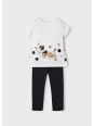 MAYORAL KOMPLET DLA DZIEWCZYNKI KOSZULKA NA KRÓTKI RĘKAW LEGINSY 3706/64