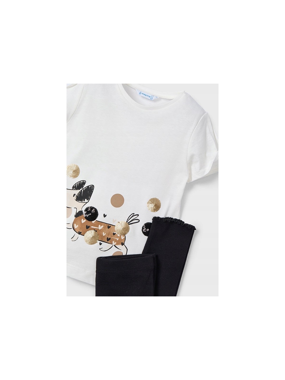 MAYORAL KOMPLET DLA DZIEWCZYNKI KOSZULKA NA KRÓTKI RĘKAW LEGINSY 3706/64