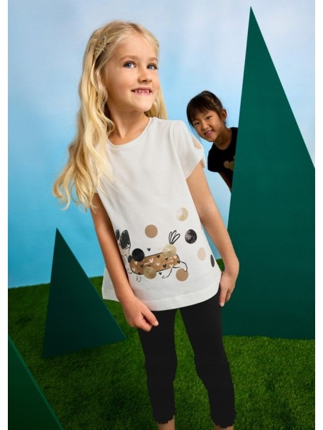 MAYORAL KOMPLET DLA DZIEWCZYNKI KOSZULKA NA KRÓTKI RĘKAW LEGINSY 3706/64