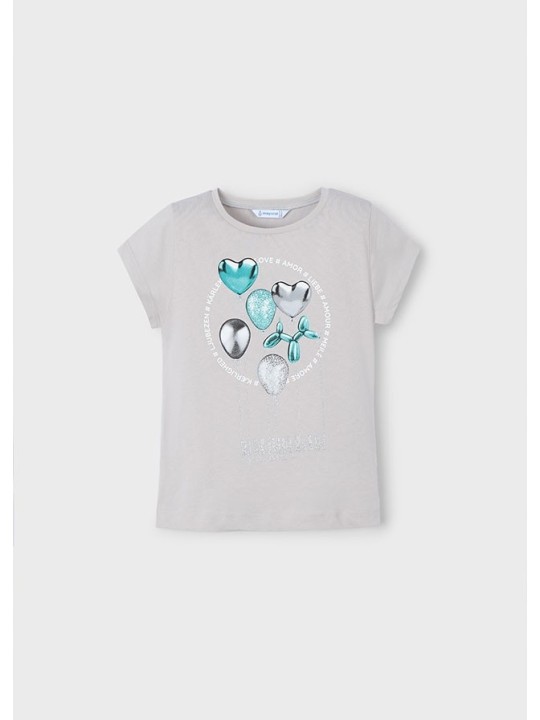 MAYORAL KOSZULKA NA KRÓTKI RĘKAW DLA DZIEWCZYNKI SZARA 3014/30