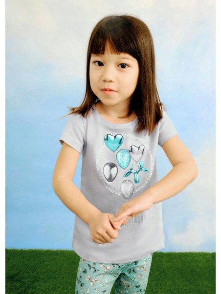 MAYORAL KOSZULKA NA KRÓTKI RĘKAW DLA DZIEWCZYNKI SZARA 3014/30