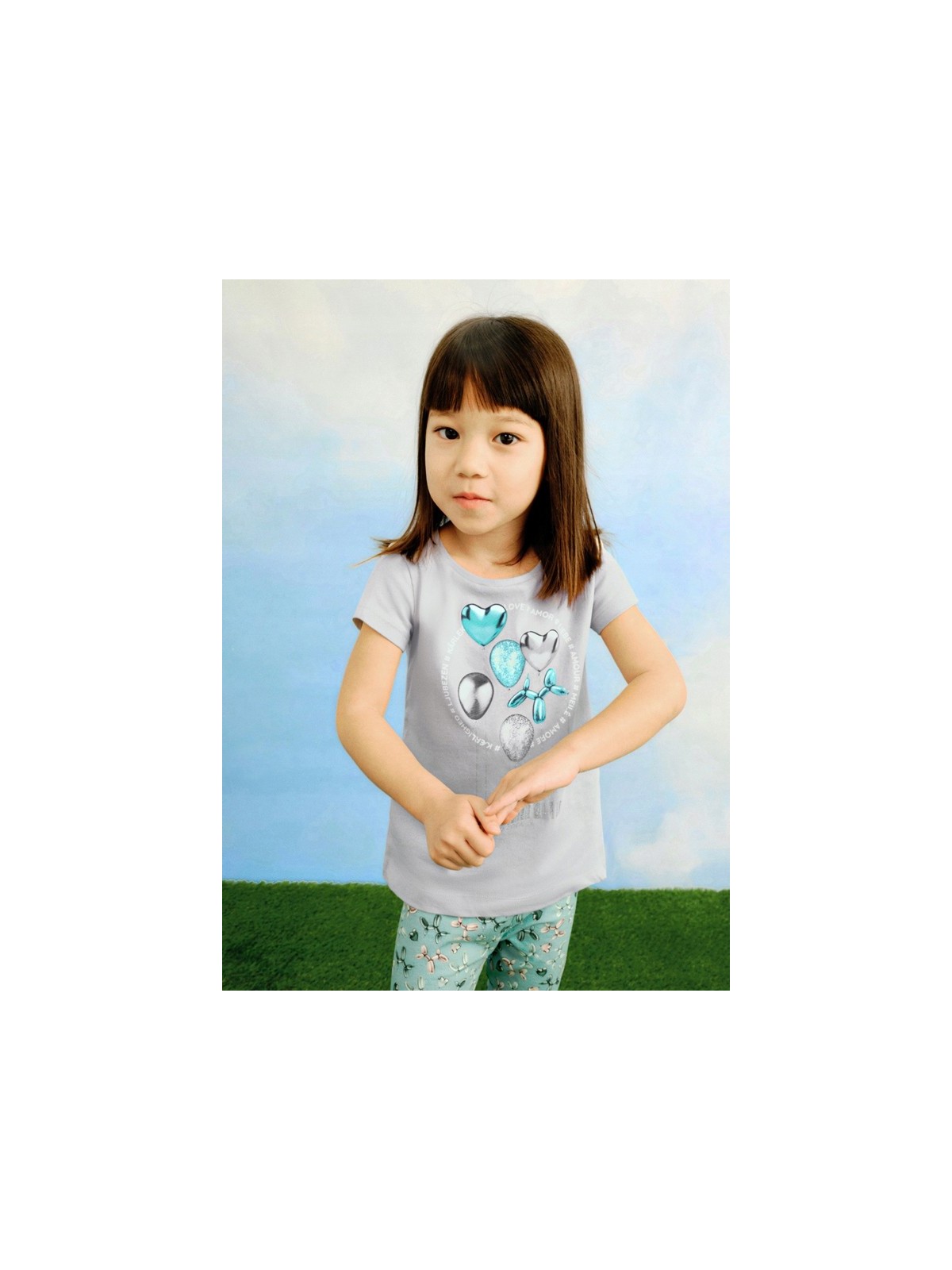 MAYORAL KOSZULKA NA KRÓTKI RĘKAW DLA DZIEWCZYNKI SZARA 3014/30