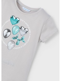 MAYORAL KOSZULKA NA KRÓTKI RĘKAW DLA DZIEWCZYNKI SZARA 3014/30