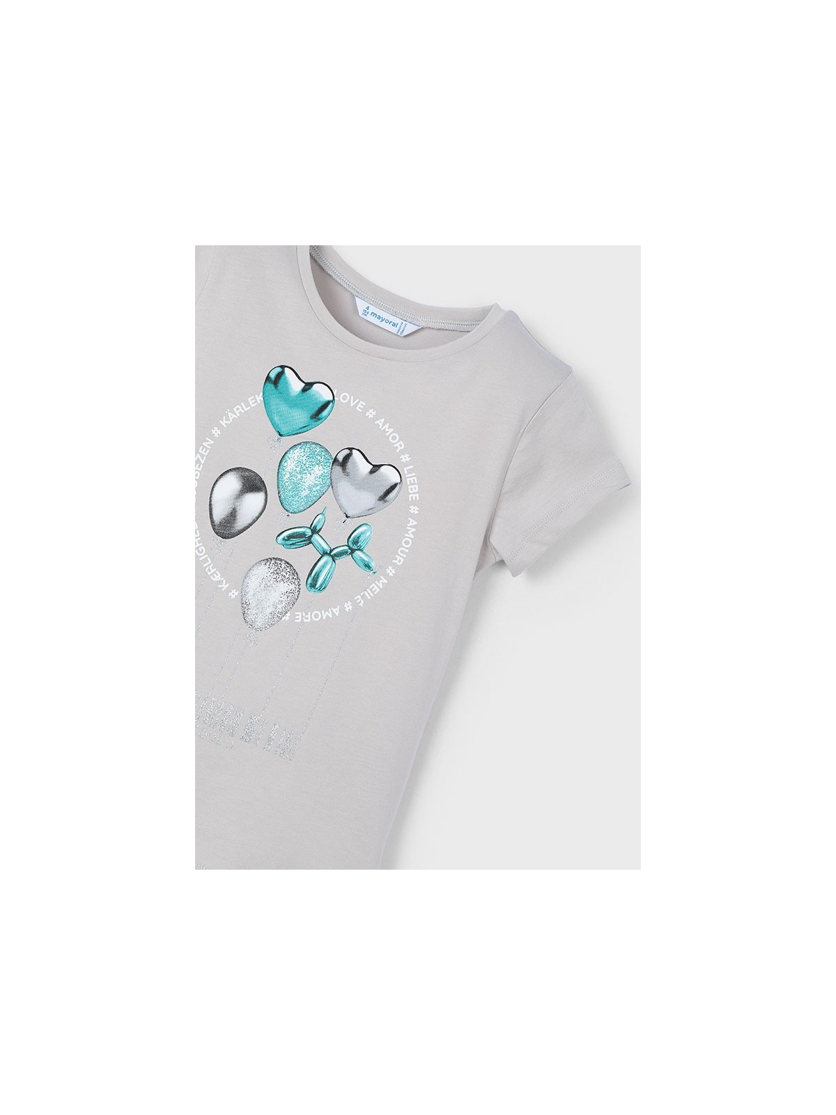 MAYORAL KOSZULKA NA KRÓTKI RĘKAW DLA DZIEWCZYNKI SZARA 3014/30
