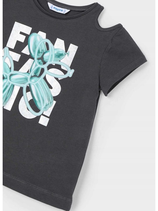 MAYORAL KOSZULKA NA KRÓTKI RĘKAW DLA DZIEWCZYNKI GRAFIT 3056/23