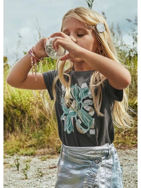 MAYORAL KOSZULKA NA KRÓTKI RĘKAW DLA DZIEWCZYNKI GRAFIT 3056/23