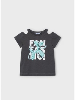 MAYORAL KOSZULKA NA KRÓTKI RĘKAW DLA DZIEWCZYNKI GRAFIT 3056/23