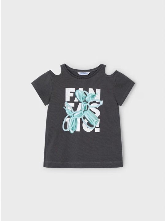 MAYORAL KOSZULKA NA KRÓTKI RĘKAW DLA DZIEWCZYNKI GRAFIT 3056/23