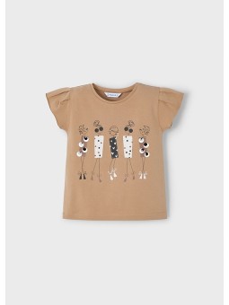 MAYORAL KOSZULKA NA KRÓTKI RĘKAW DLA DZIEWCZYNKI BRĄZ 3015/38