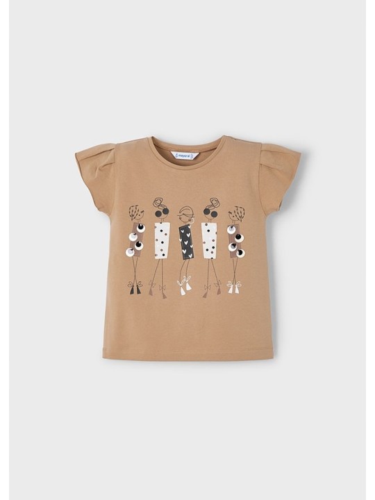 MAYORAL KOSZULKA NA KRÓTKI RĘKAW DLA DZIEWCZYNKI BRĄZ 3015/38