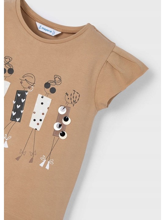 MAYORAL KOSZULKA NA KRÓTKI RĘKAW DLA DZIEWCZYNKI BRĄZ 3015/38