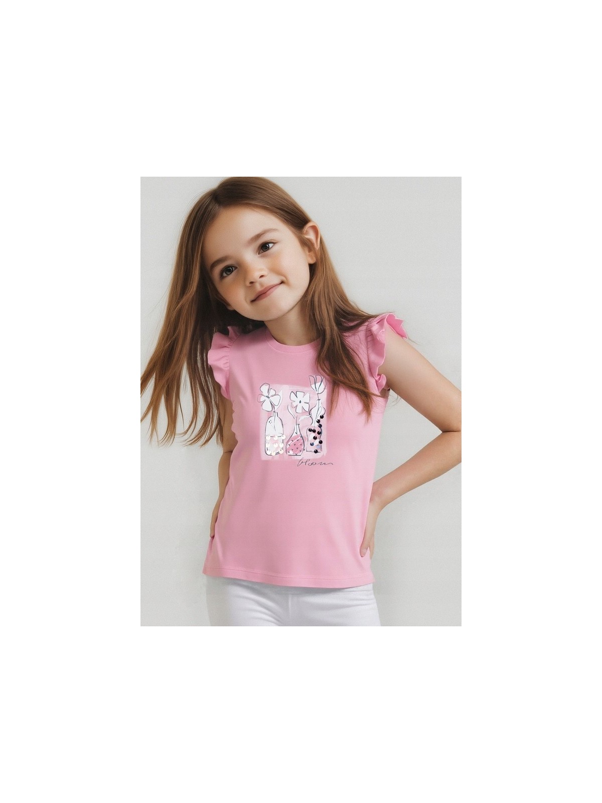 MAYORAL BLUZKA T-SHIRT KOSZULKA NA KRÓTKI RĘKAW DLA DZIEWCZYNKI RÓŹ 3004/92