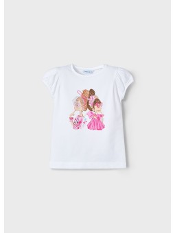 MAYORAL KOSZULKA NA KRÓTKI RĘKAW DLA DZIEWCZYNKI BIAŁA 3003/60