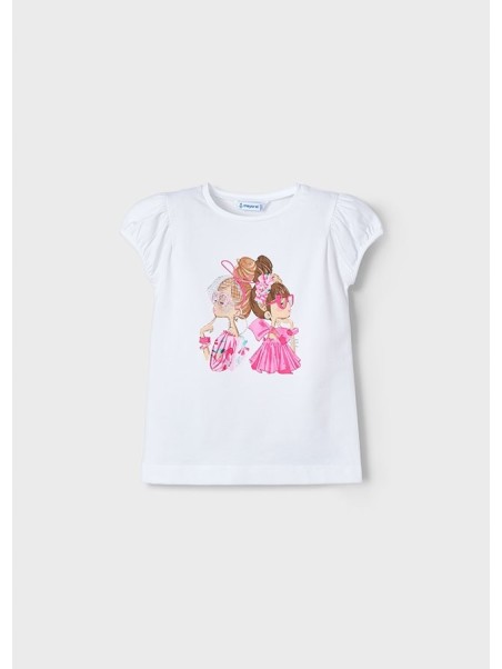 MAYORAL KOSZULKA NA KRÓTKI RĘKAW DLA DZIEWCZYNKI BIAŁA 3003/60