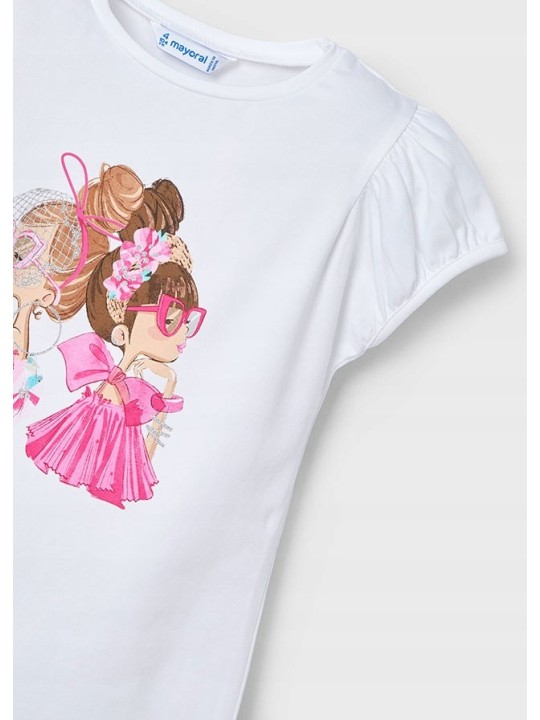 MAYORAL KOSZULKA NA KRÓTKI RĘKAW DLA DZIEWCZYNKI BIAŁA 3003/60