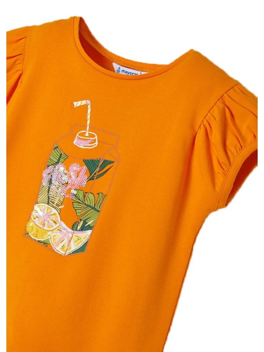 MAYORAL KOSZULKA NA KRÓTKI RĘKAW DLA DZIEWCZYNKI POMARŃCZ 3047/71
