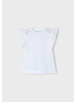 MAYORAL KOSZULKA T-SHIRT BLUZKA NA KRÓTKI RĘKAW DLA DZIEWCZYNKI BIAŁA  3010