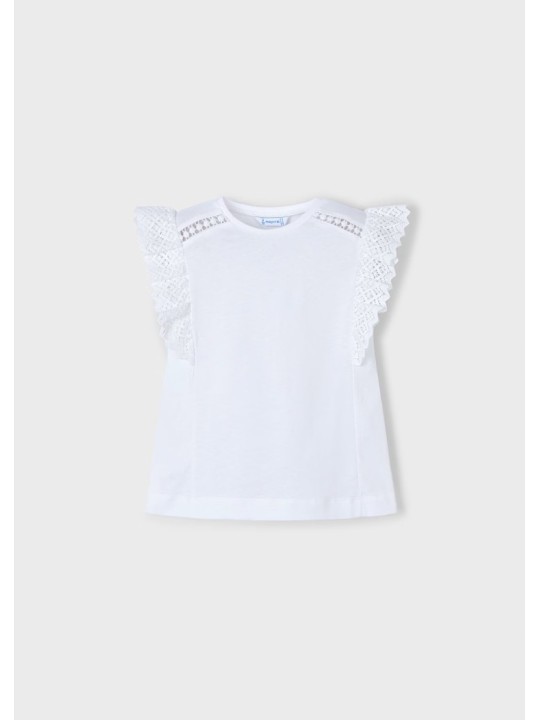 MAYORAL KOSZULKA T-SHIRT BLUZKA NA KRÓTKI RĘKAW DLA DZIEWCZYNKI BIAŁA  3010