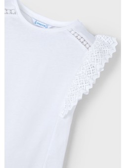 MAYORAL KOSZULKA T-SHIRT BLUZKA NA KRÓTKI RĘKAW DLA DZIEWCZYNKI BIAŁA  3010