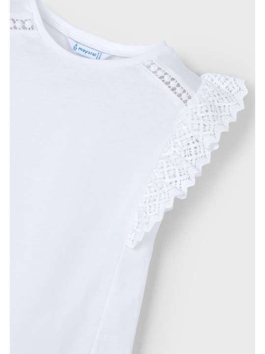 MAYORAL KOSZULKA T-SHIRT BLUZKA NA KRÓTKI RĘKAW DLA DZIEWCZYNKI BIAŁA  3010