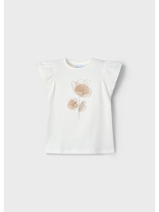 MAYORAL KOSZULKA NA KRÓTKI RĘKAW DLA DZIEWCZYNKI KREM 3002/53
