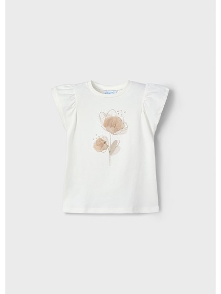 MAYORAL KOSZULKA NA KRÓTKI RĘKAW DLA DZIEWCZYNKI KREM 3002/53