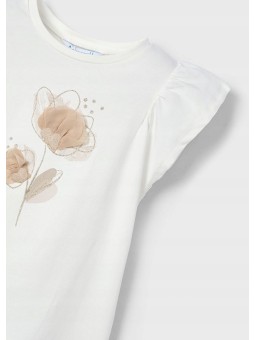 MAYORAL KOSZULKA NA KRÓTKI RĘKAW DLA DZIEWCZYNKI KREM 3002/53