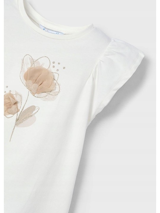 MAYORAL KOSZULKA NA KRÓTKI RĘKAW DLA DZIEWCZYNKI KREM 3002/53