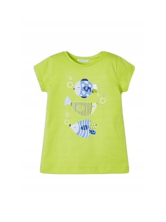 MAYORAL KOSZULKA NA KRÓTKI RĘKAW DLA DZIEWCZYNKI RYBKI ZIELONA 3070/47