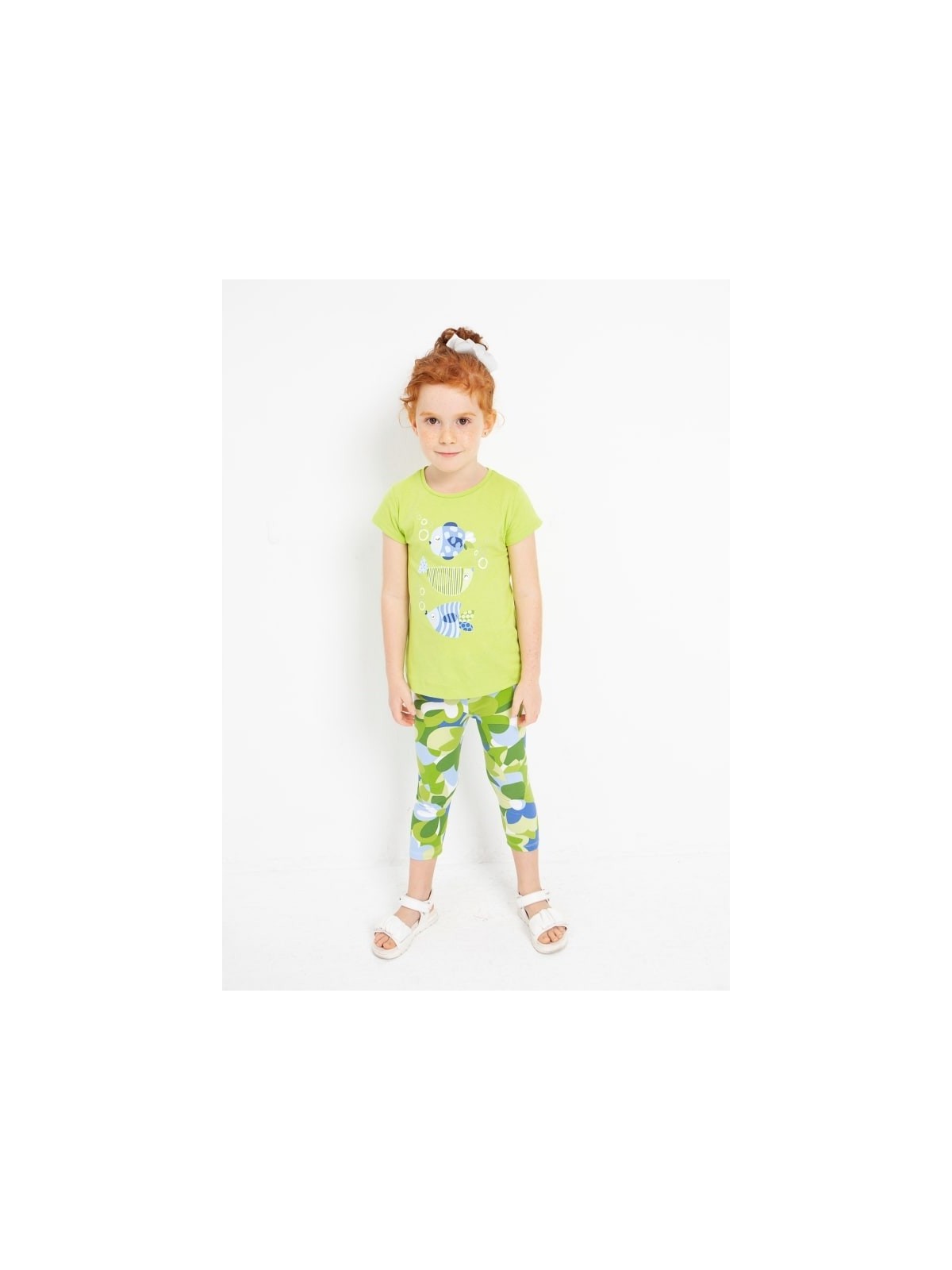 MAYORAL KOSZULKA NA KRÓTKI RĘKAW DLA DZIEWCZYNKI RYBKI ZIELONA 3070/47