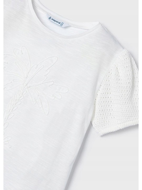 MAYORAL KOSZULKA NA KRÓTKI RĘKAW DLA DZIEWCZYNKI BIAŁA 3085/69