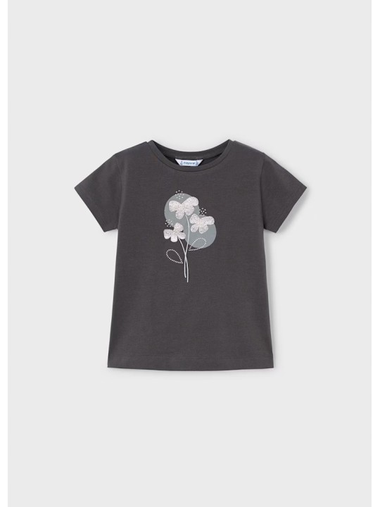 MAYORAL KOSZULKA T-SHIRT BLUZKA NA KRÓTKI RĘKAW DLA DZIEWCZYNKI GRAFIT 174/77