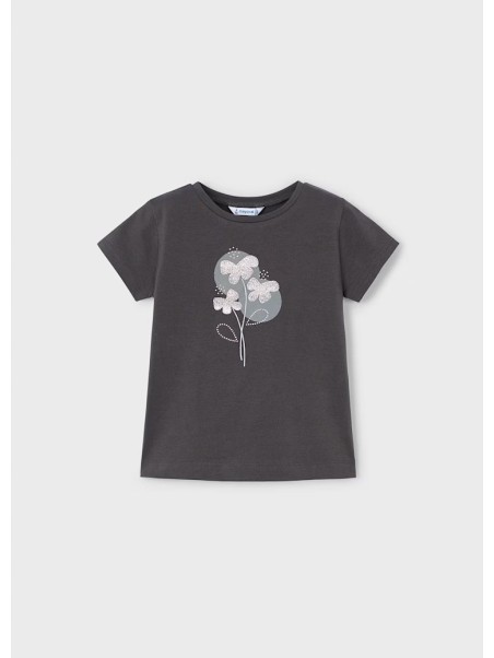 MAYORAL KOSZULKA T-SHIRT BLUZKA NA KRÓTKI RĘKAW DLA DZIEWCZYNKI GRAFIT 174/77