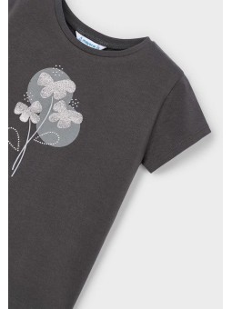 MAYORAL KOSZULKA T-SHIRT BLUZKA NA KRÓTKI RĘKAW DLA DZIEWCZYNKI GRAFIT 174/77