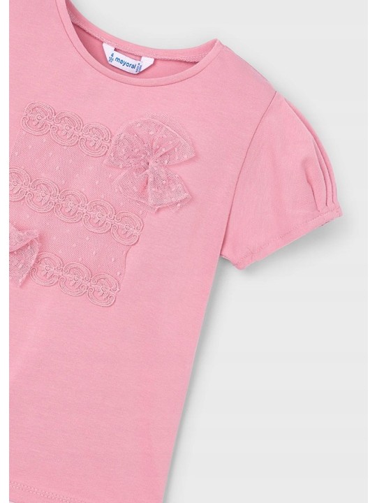 MAYORAL KOSZULKA T-SHIRT BLUZKA NA KRÓTKI RĘKAW DLA DZIEWCZYNKI ROŻ 3001/48
