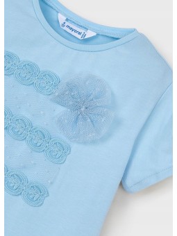 MAYORAL KOSZULKA T-SHIRT BLUZKA NA KRÓTKI RĘKAW DLA DZIEWCZYNKI BŁĘKITNY 3001/49