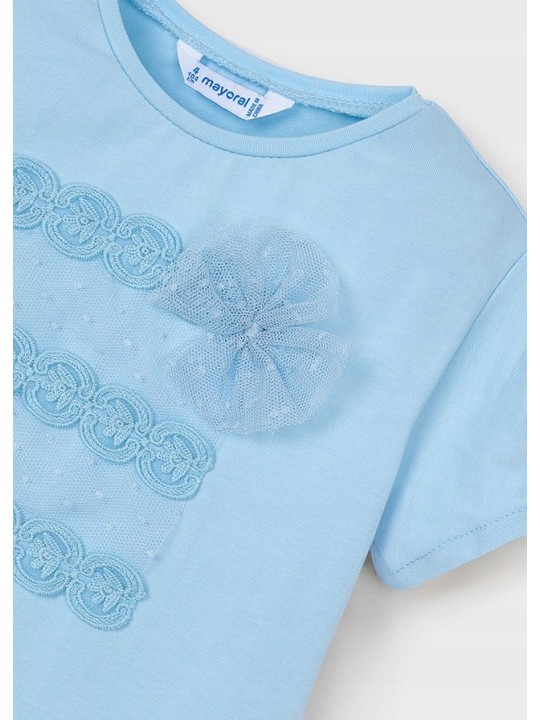 MAYORAL KOSZULKA T-SHIRT BLUZKA NA KRÓTKI RĘKAW DLA DZIEWCZYNKI BŁĘKITNY 3001/49