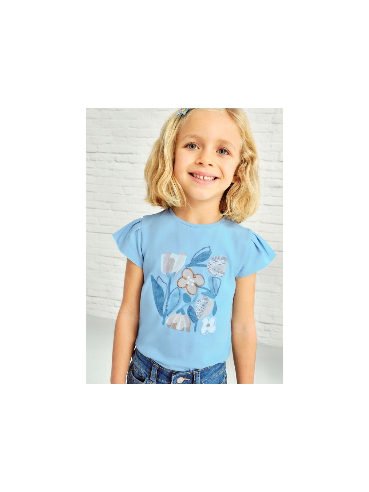 MAYORAL KOSZULKA T-SHIRT BLUZKA NA KRÓTKI RĘKAW DLA DZIEWCZYNKI BŁĘKITNY  3015/36