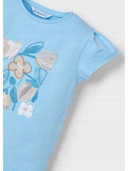 MAYORAL KOSZULKA T-SHIRT BLUZKA NA KRÓTKI RĘKAW DLA DZIEWCZYNKI BŁĘKITNY  3015/36