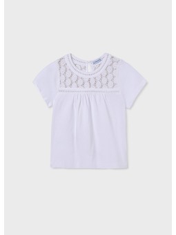 MAYORAL KOSZULKA T-SHIRT BLUZKA NA KRÓTKI RĘKAW DLA DZIEWCZYNKI BIAŁA 6005/82