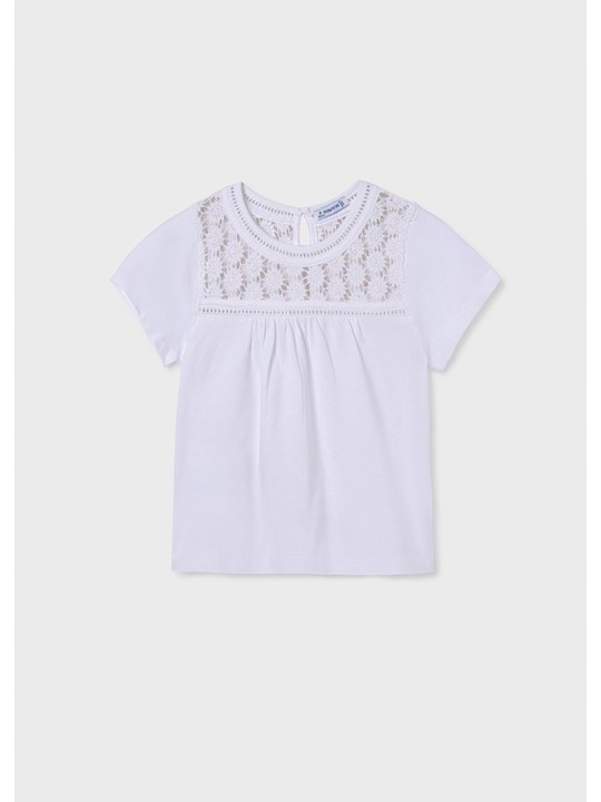 MAYORAL KOSZULKA T-SHIRT BLUZKA NA KRÓTKI RĘKAW DLA DZIEWCZYNKI BIAŁA 6005/82