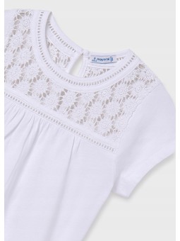 MAYORAL KOSZULKA T-SHIRT BLUZKA NA KRÓTKI RĘKAW DLA DZIEWCZYNKI BIAŁA 6005/82